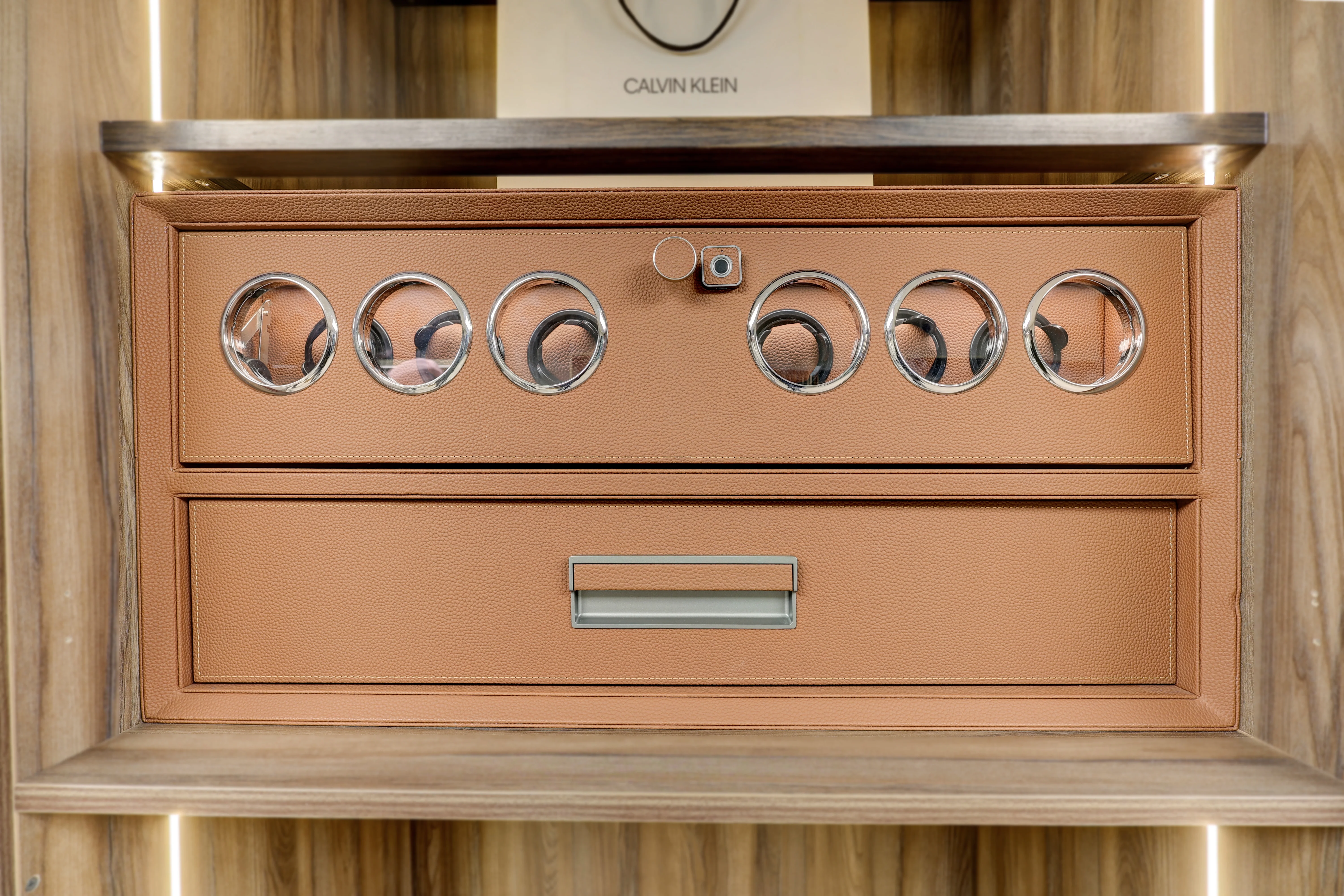 Leather Watch Winder With Security Vault